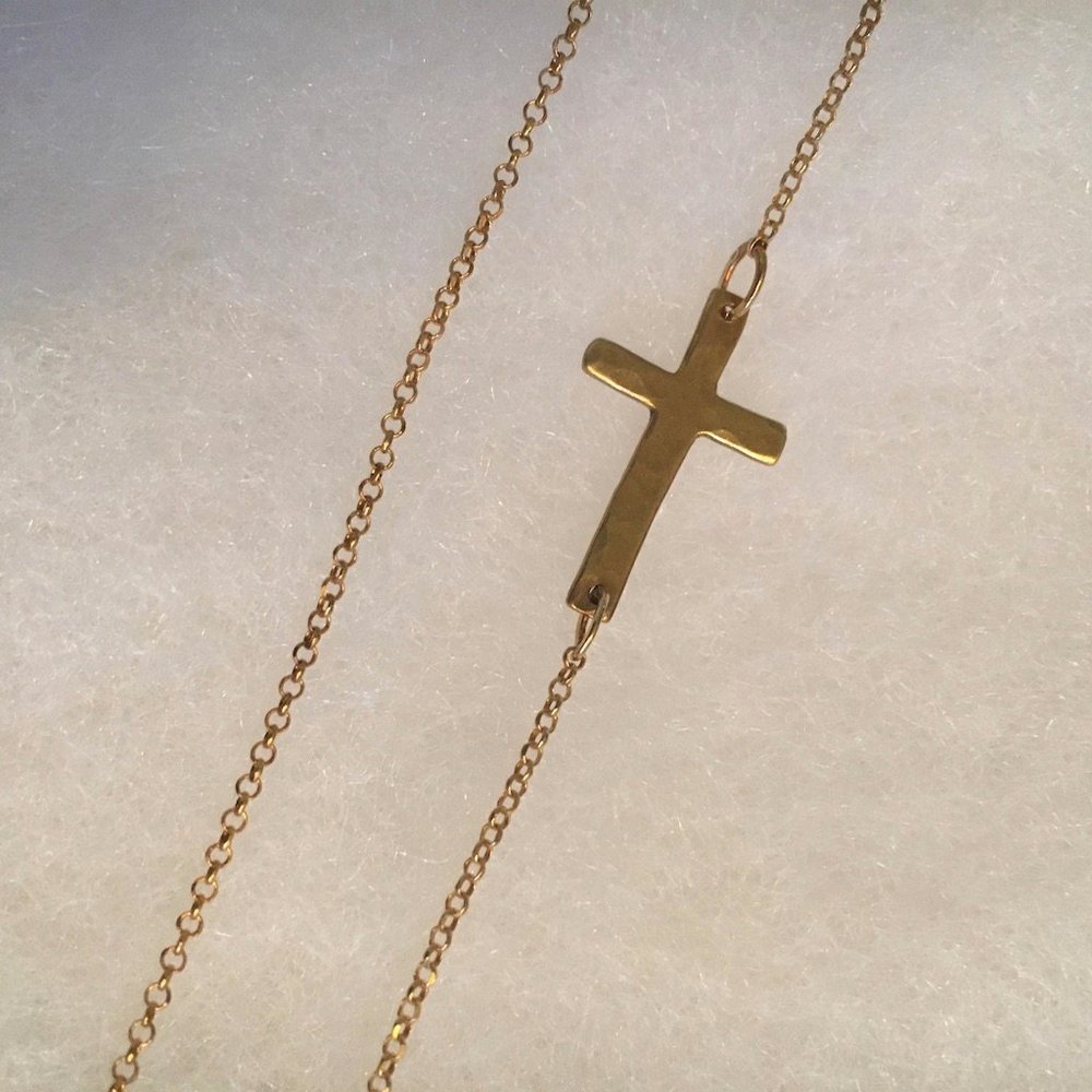Cross Necklace 24K Gold Vermeil 16” Drop
